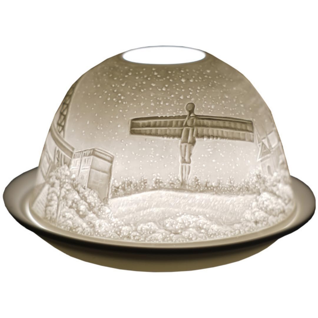 Cello Porcelain Tealight Holder Dome North East of England - Tyne Bridge & Angel of the North Design 3D Projection Geordie Gifts Unique Home Room Décor Mom Mothers Day from Daughter Son Friend