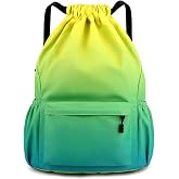 YYKSYDPT Drawstring Backpack, Waterproof Bag With Outside Zipper Pocket | Unisex Oxford Drawstring Bags for Sports, Work