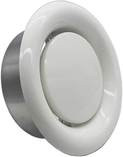 Kair 150mm 6 inch White Metal Adjustable Ceiling Air Extract Vent Valve
