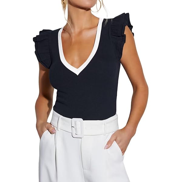Summer Women's Short Sleeve Ruffle Shirts Sleeveless Tops