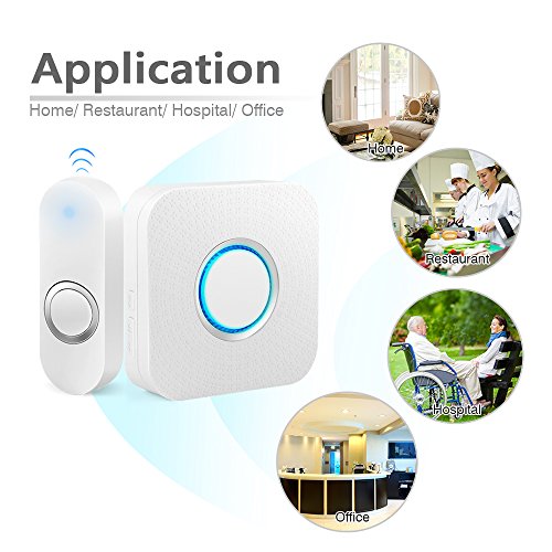 Bitiwend Wireless Doorbell, Long Range Doorbell for Home with 1000-feet Range, 52 Chimes Optional, 4 Level Volume, LED Indicator,Waterproof Doorbells (1 Receiver & 1 Push Button)