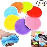 UBOOMS 004 3 Pcs Silicone Dish Washing Sponge Scrubber Kitchen Cleaning antibacterial 4.52inch 4.52inch 3pcs