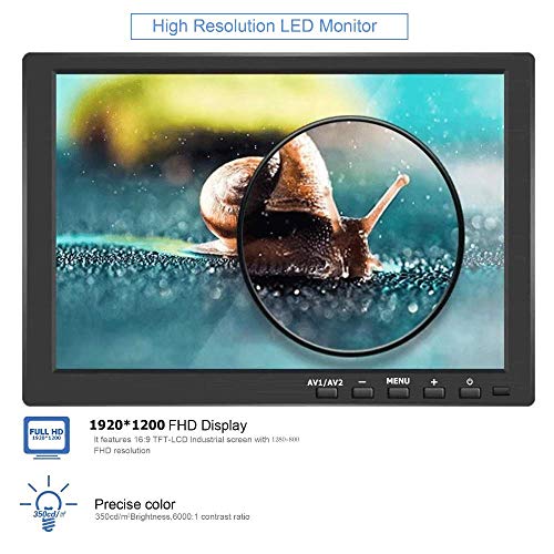 10" LED Monitors HDMI/BNC/AV/VGA/USB Input 1920x1200 IPS Resolution Touch Buttons Video and Audio LED Security Monitors & Displays CCTV Screen - Thumbnail 4