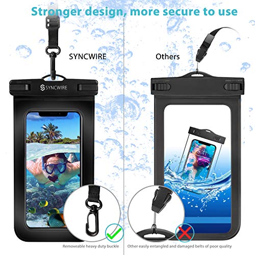 Syncwire Waterproof Mobile Phone Case Underwater Waterproof – Pack of 2 (7 Inches) 2021 Waterproof Mobile Phone Case for iPhone 14 13 12 11 Pro XS Max Mini SE XR X 8 7 6+, Samsung Galaxy, Huawei etc