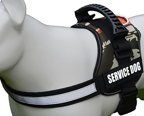 ALBCORPReflective Service Dog Vest Harness – No-Pull Harness with Handle & Comfy Mesh Padding – Available in Sizes XXS-XL– with 2 Removable Hook & Loop Service Dog Patches, Large, Green Camo