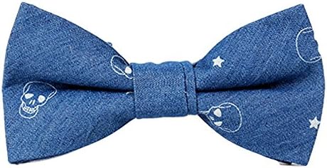 Gazebo Green Pre-Tied Cotton Bow Tie - Novelty Prints (Denim Skulls)