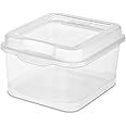 Sterilite FlipTop, Stackable Small Storage Bin with Hinging Lid, Plastic Container to Organize Desk at Home, Office, Clear, 24-Pack