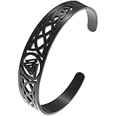 YWMAN Valknut Celtic Knot Bracelet - Stainless Steel Viking Cuff Bangle - Vintage Symbol Norse Amulet Jewelry for Women Men