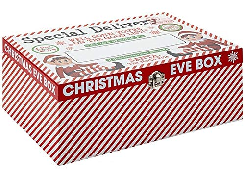 PMS Large Wooden Christmas Eve Box Gift Xmas Boxes With Write On Panel & Flip Lid