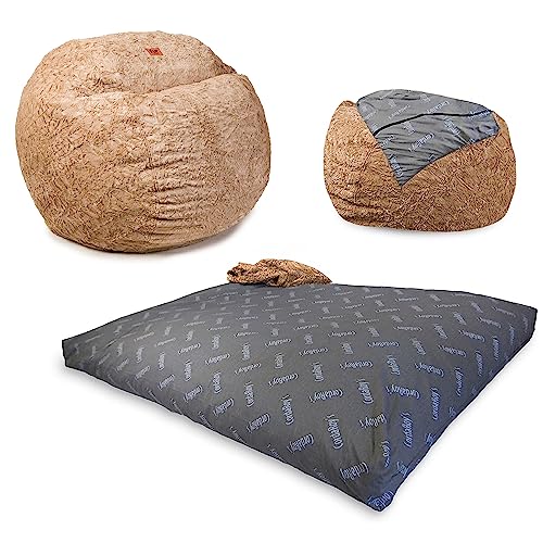 CordaRoy's Faux Fur Bean Bag Chair, Convertible Chair Folds from Bean