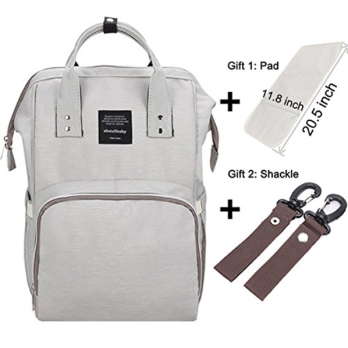 NAKATA Diaper Bag Multi-Function Waterproof Backpack Travel bag Nappy Bags for Baby Care, Insulated pocket, Large Capacity, Stylish and Durable, Grey
