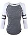 makeitmint Women's Color Contrast 3/4 Stripe Sleeve Baseball T-Shirt Top Large YIQ0002_Charcoal
