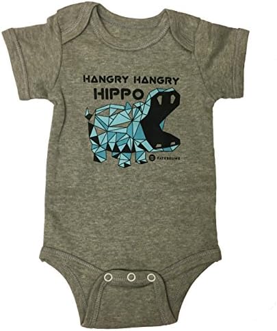 Funny Baby Bodysuit Fayebeline Boutique Quality Hangry Hangry Hippo Gray 6-12M