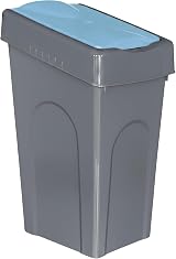 FINE STAR 50L Plastic Kitchen Recycling Bin With Lid Blue Office Waste Dustbin view 1