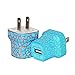 Wall Charger(2 Pack), YiwerDer Glow in the Dark Universal USB Travel Home 1.0 AMP Power Adapter Plug for iPhone 7/7 plus 6/6 plus 5S Samsung Galaxy S7 S6 S5 (Green and Orange Light)