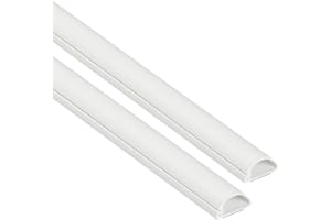 D-Line Half Round Cord Hider, Patented Cable Cover, Hide TV Wall Mount Wires, Raceway for Cords, Decorative Wire Covers, Paintable, Adhesive Cable Concealer, 2X 0.78in W x 0.39in H x 39in L, White
