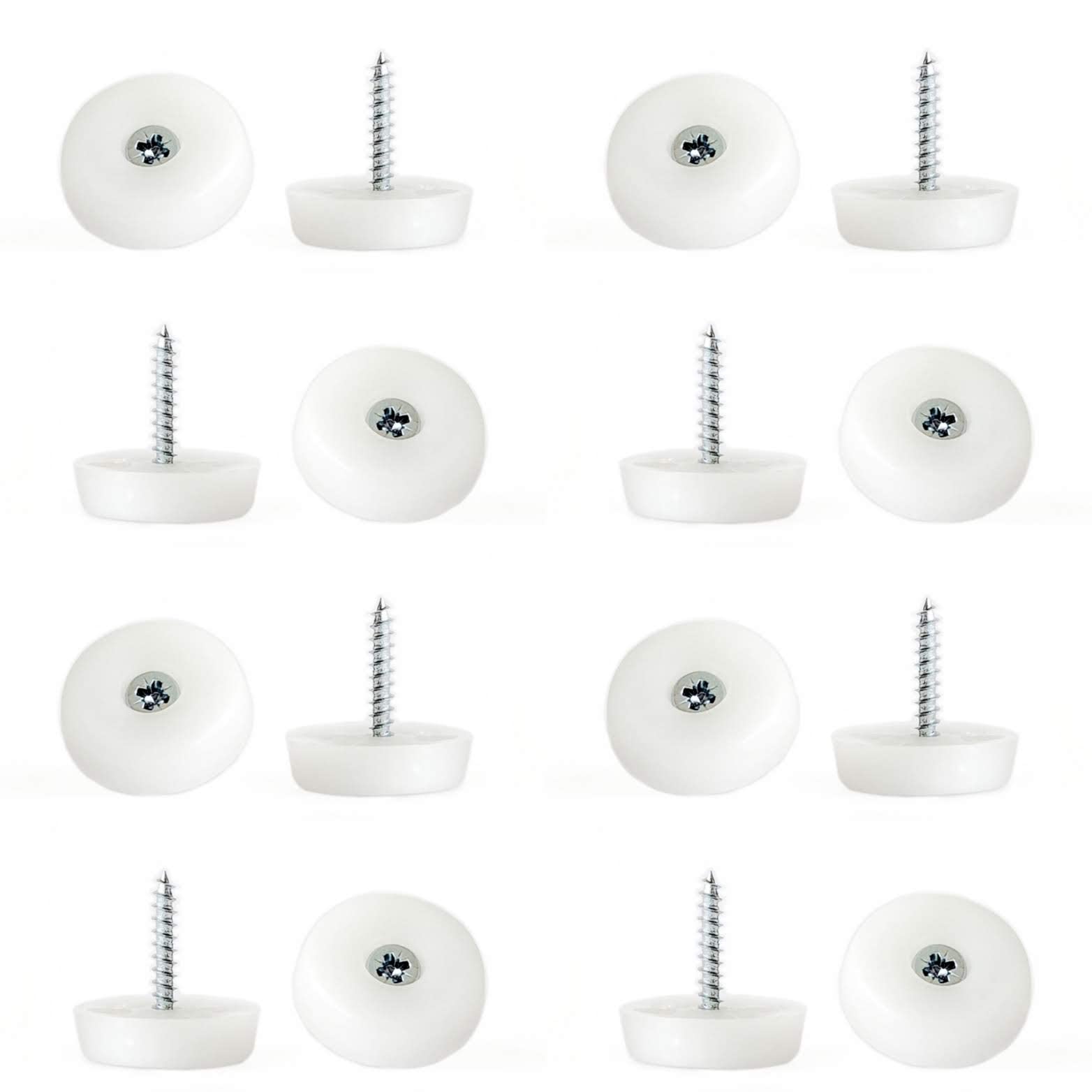 Keay Vital Parts - 24 Pieces Furniture Glides 25mm White Nylon Chair, Sofa, Table Feet Gliders, Floor Protectors Pads - Made in Germany