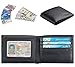 Travelambo Black Wallet for Men, Premium Classic Leather RFID Blocking Mens Wallet, 10 Credit Card Holder Minimalist Front Pocket, Mens Bifold Wallet with 2 ID Window
