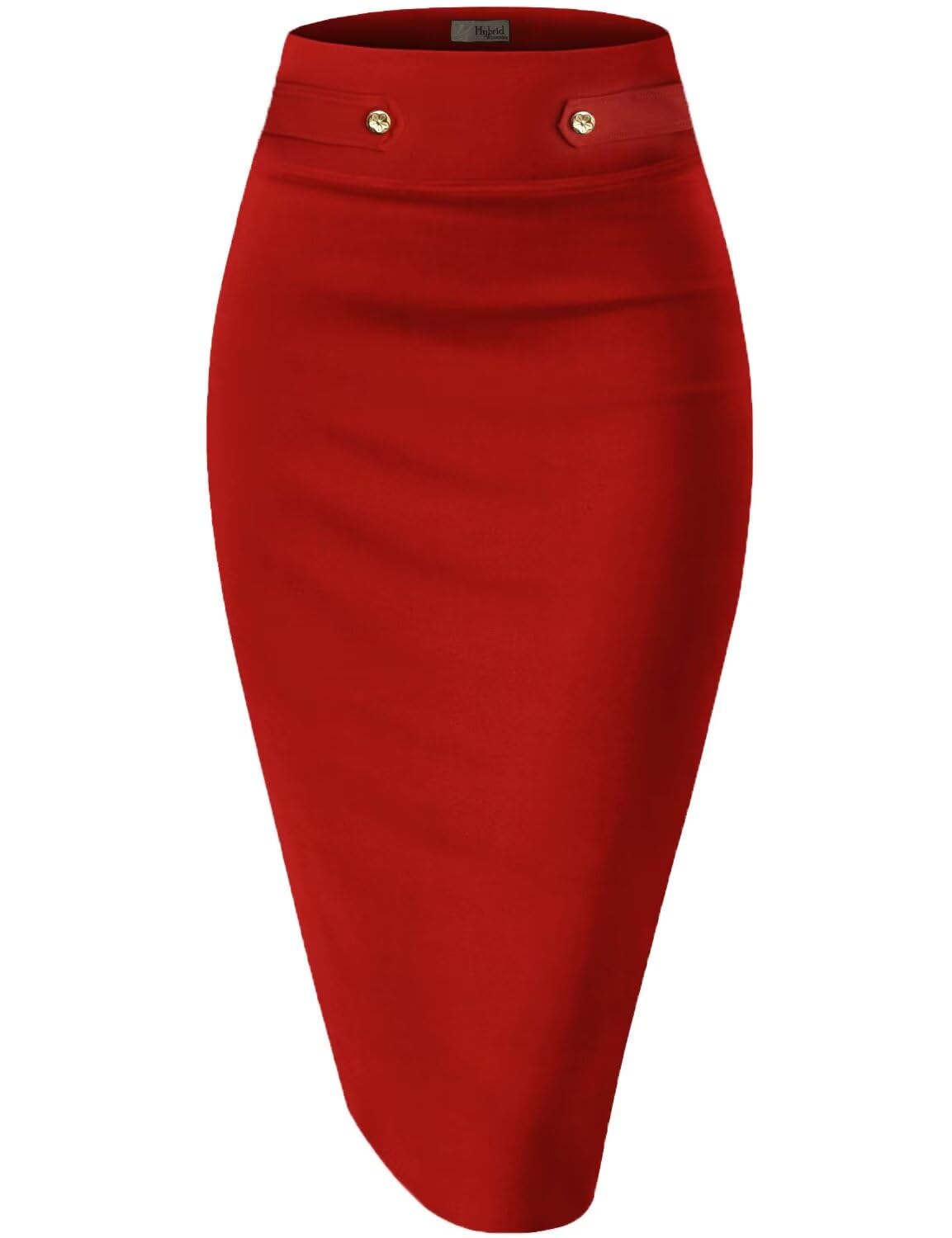 Photo 1 of & Company Womens Pencil Skirt Premium Nylon Ponte Stretch Office Made in The USA Below Knee KSK45006 1073T RED L