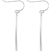 Desnuage Handmade 925 Sterling Silver Dangle Earrings Hypoallergenic Stick Drop Long Vertical Bar Minimal Earrings for Women - Silver & Gold