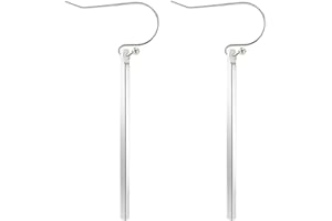 Handmade 925 Sterling Silver Dangle Earrings Small Hypoallergenic Stick Drop Earrings Minimal Long Vertical Bar Dangling Earr
