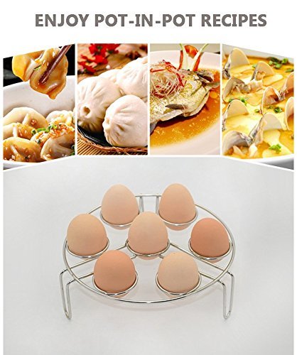 Egg Cooker Steamers Racks, Ertek instant pot accessories 2-pack Food steamer rack Fits 6,8 Quart Instant Pot or Pressure Cooker, Stainless Steel, Stackable