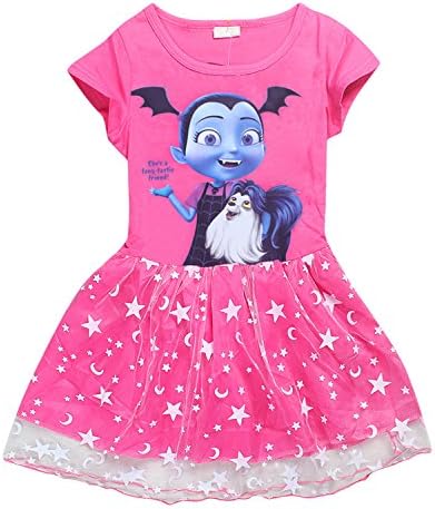 Lovelygift Vampirina Toddler/Little Kid Girls Short Sleeve T-Shirt Dress Cartoon Princess Skirt