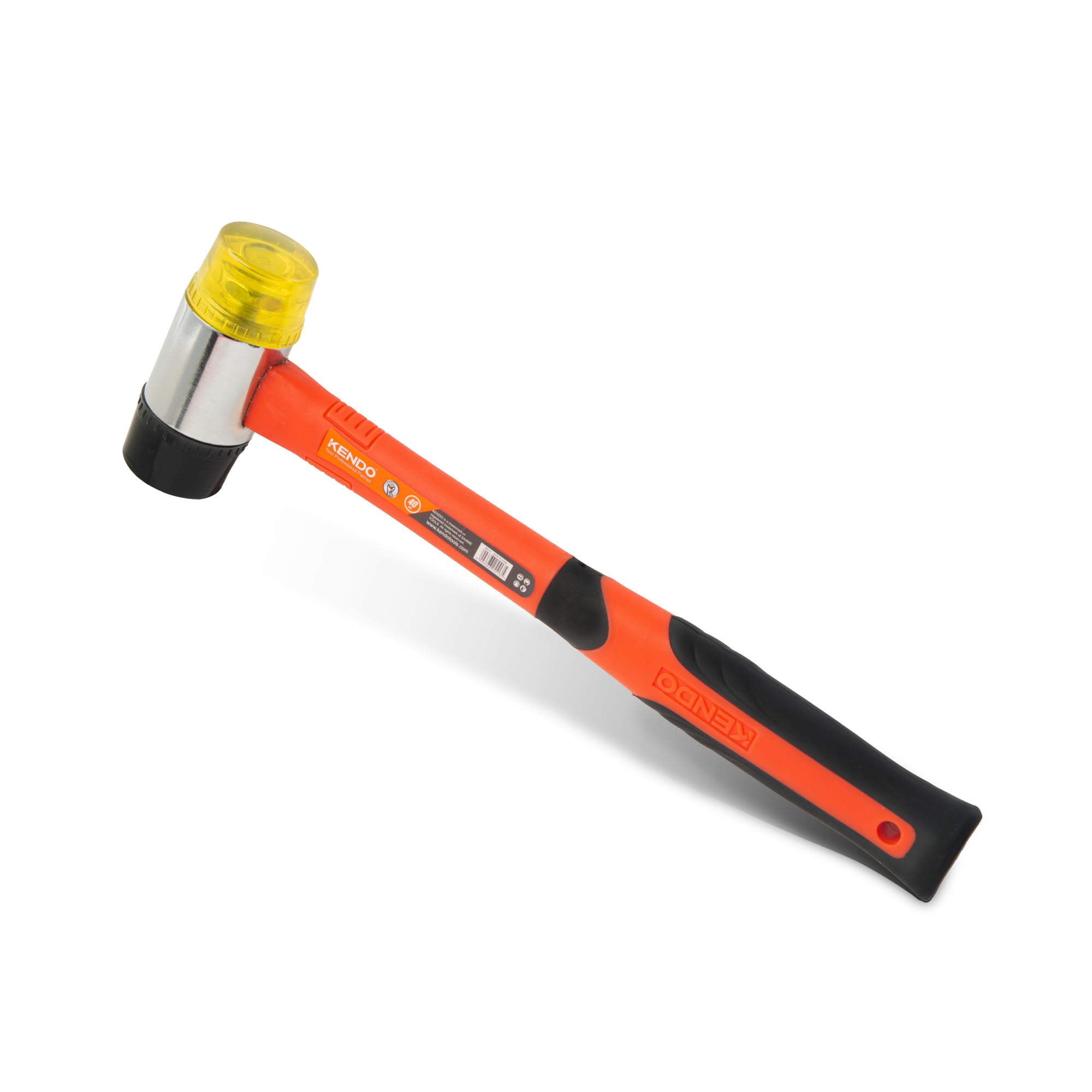 KENDO Schonhammer rückschlagfrei Ø 40 mm – Kunststoffhammer Fiberglasschaft 7