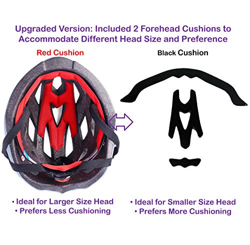 Adult Helmet with LED Light and Detachable Visor - Bicycle Cycling Mountain Bike Helmet for Men and Women - Adjustable Dial for Head Size 21.6" to 24" (M to L) - CPSC Certified (MT303+LED+MtBlack+V2) - Thumbnail 2