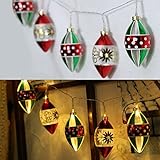 Valery Madelyn 7.2Ft Delightful Christmas glass ball garland with 10 Led lights in Red Green and Gold Color