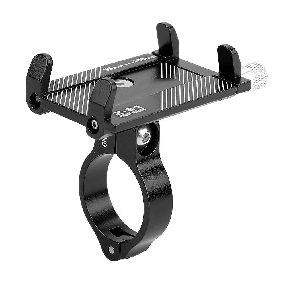 KIMISS Phone Bike Mount Bike Phone Mount Aluminum Alloy Aluminum Alloylebar Phone Clipyclephone Mount Holder Stand Black (Black)