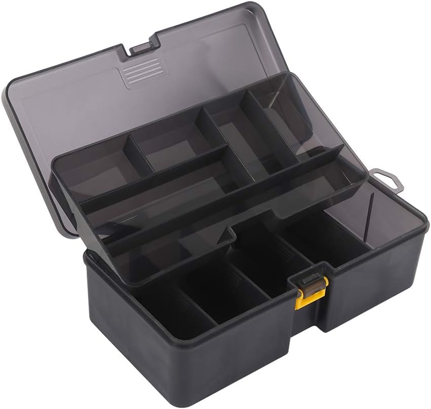 xinchengraoji Fishing Tackle Box, Professional Fishing Accessories Storage Box, Transparent, Gray, Portable Tool Box