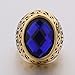 MASOP Jewellery Vintage Mens Stainless Steel CZ Ring Gold Biker Celtic Band Blue Round Stone