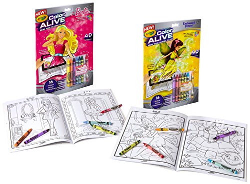 Crayola Color Alive Action Coloring Pages - Combo Set - Barbie and Enchanted Forest