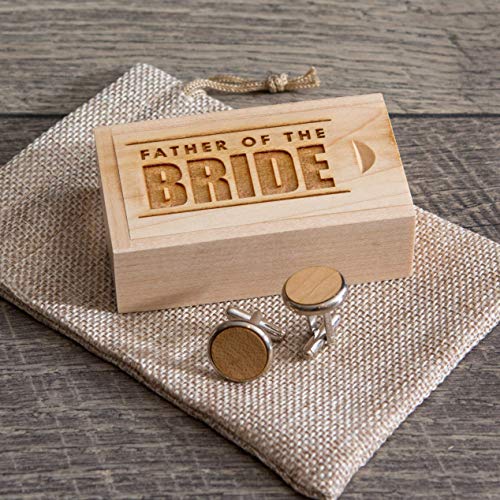 Father of the Bride Gift Box with Maple Wood Cuff Links - Party Favor Wedding Gift