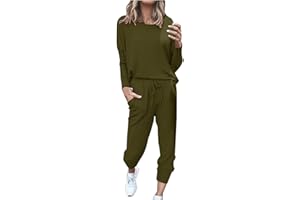 Gamivast Jogger Sets for Women 2 Piece Long Pants Crew Neck Long Sleeve Shirts Drawstring Sweatpants Pocket Lounge Sets
