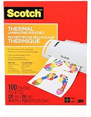 Scotch Thermal Laminating Sheets, 9" x 11.5", 3-Mil Thick, 100 Laminating Pouches