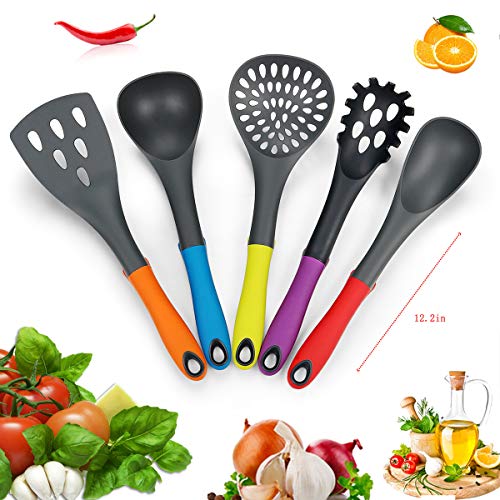 Kitchen Utensil Set & Kitchen Knife Set - 6 Piece Nylon Nonstick Cooking Utensil Set & 5 Piece Cook Knife Set with Rotating Knife & Utensil Holder - Kitchen Tools include Knife,Turner,Spatula & Spoon