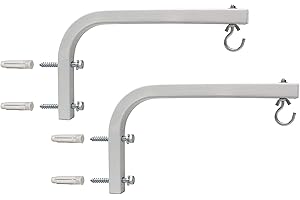 Akia Screens 10 inch Universal Projector Screen L-Bracket Wall Hanging Mount Kit 10" Adjustable Extension with Hook for Projector Screen Indoor Outdoor Movie Video Home Theater, White, AK-ZLB10W