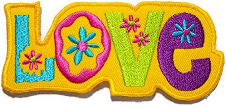 Love, yellow Iron on Patch Embroidered Sewing for T-shirt, Hat, Jean ,Jacket, Backpacks, Clothing Ships and sold from Naree2016. Made in Thailand, Buy good quality item