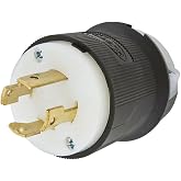 Hubbell HBL2721 Locking Plug, 30 amp, 3 Phase, 250V, L15-30P, Black and White