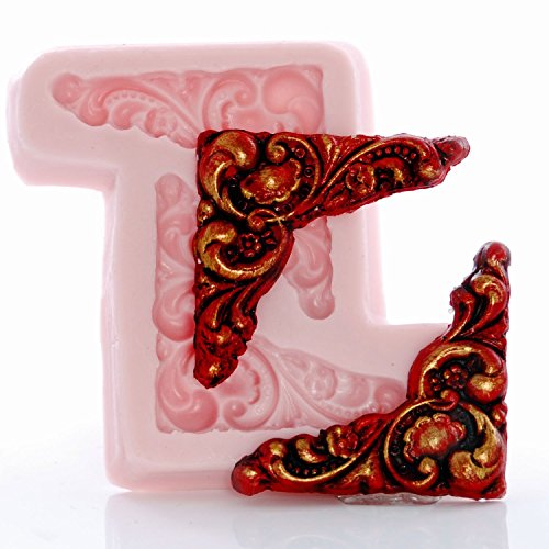 Victorian Corner Scroll Work Silicone Mold Food Safe Fondant, Chocolate, Candy, Resin, Polymer Clay, Craft, Jewelry Food Mold. - Thumbnail 3