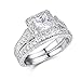 LAVUMO Women Wedding Engagement Bridal Set Rings Princess Cut Cubic Zirconia Her Band