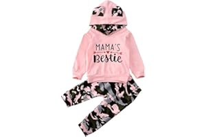 FYBITBO 2Pcs Baby Girls Fall Winter Clothes Mamas Bestie Hoodie Sweatshirt Tops & Camo Pants Outfits Clothing Sets