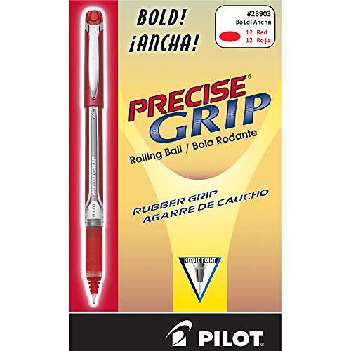 PILOTPrecise Grip Bold Rolling Ball Pen - 1 Mm Pen Point Size - Red Ink - Red Barrel - 1 Each