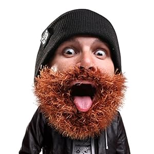 Beard Head Bushy Biker Beard Beanie - Funny Knit Hat w/Fake Beard Facemask