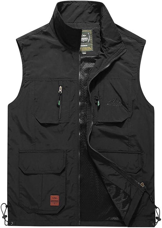 Men's Vests Outdoor, Casual Lightweight Gilet with Multi Pocket, 100