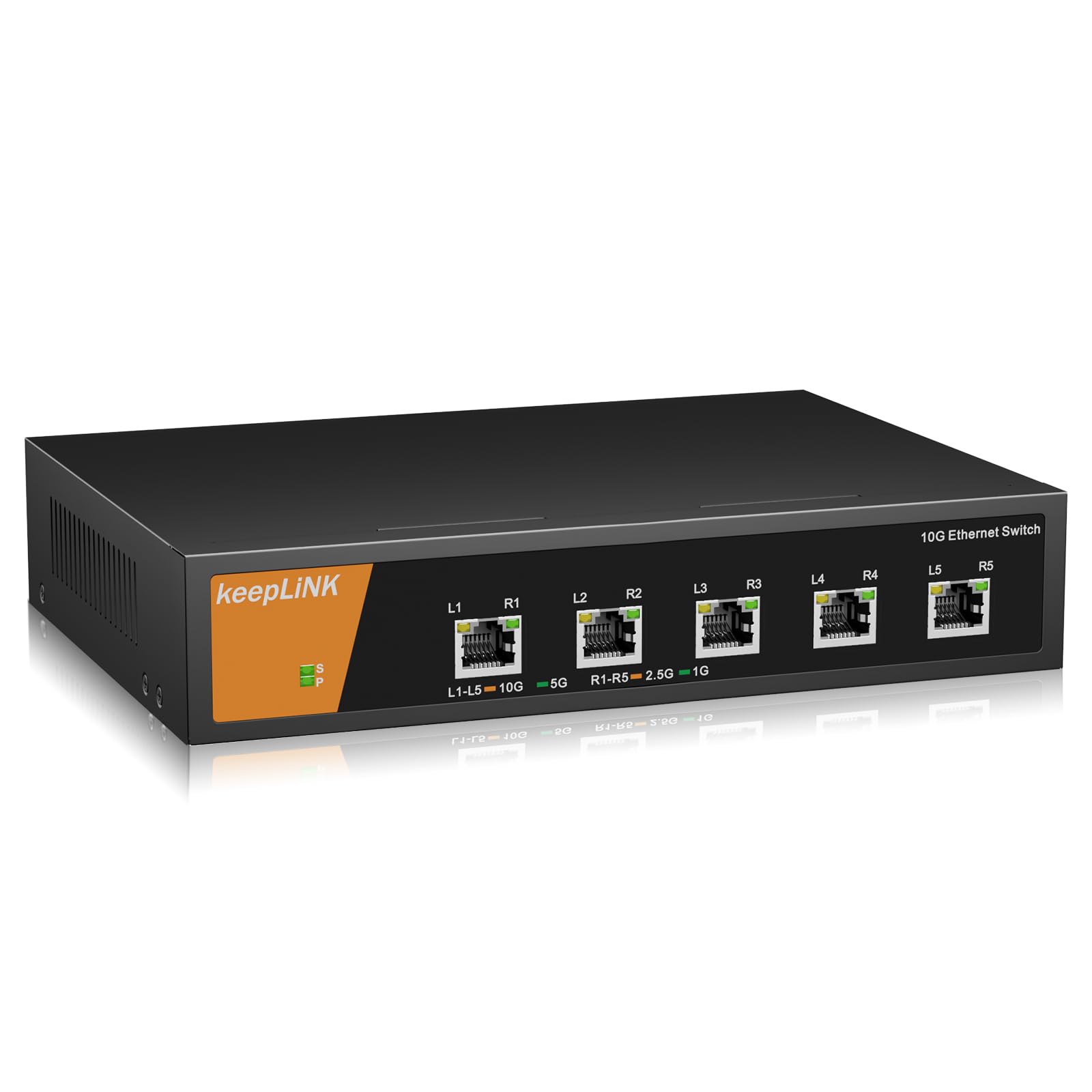 Photo 1 of keepLiNK 5 Port 10G Network Switch Unmanaged, Multi-Gig Ethernet Switch Desktop/Wall-Mount Plug & Play Fan Cooling, Sturdy Metal Casing