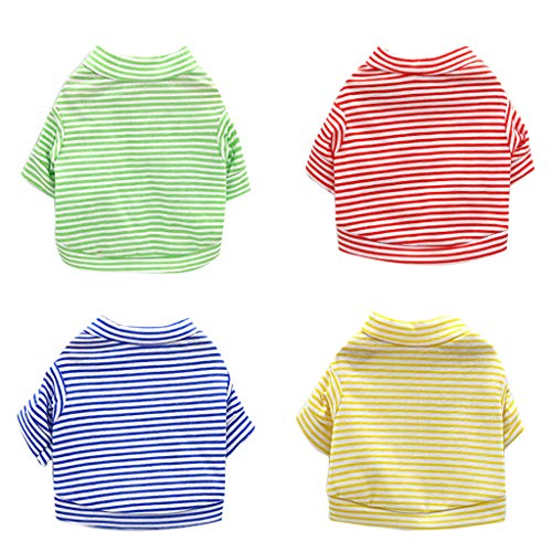 Longay Pet Dog Puppy Vest T-shirt Dog Clothes Striped Vest Apparel Spring (Blue, L)