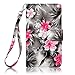 Cellularvilla Wallet Case for Samsung Galaxy S5 Active G870 Pu Leather Wallet Card Flip Open Pocket Case Cover Pouch (Black Pink Flower)